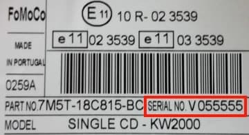 Ford radio serial example V series